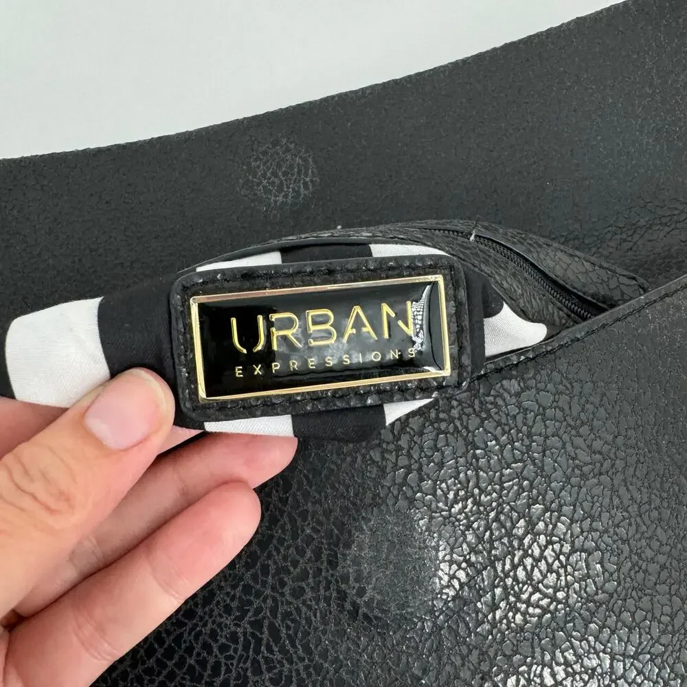 Urban Expressions Clutch Crossbody Bag Black Vegan Leather Mobwife Event Preppy